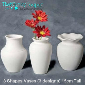 The Funky Teapot 3 Shapes Vases (3 designs) 15cm Tall