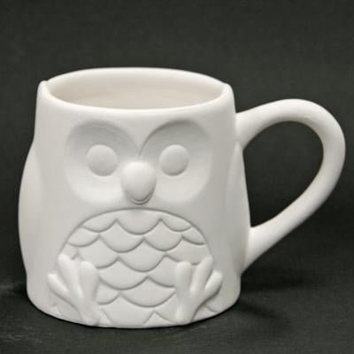 An image of a Owl Mug for you to paint at The Funky Teapot